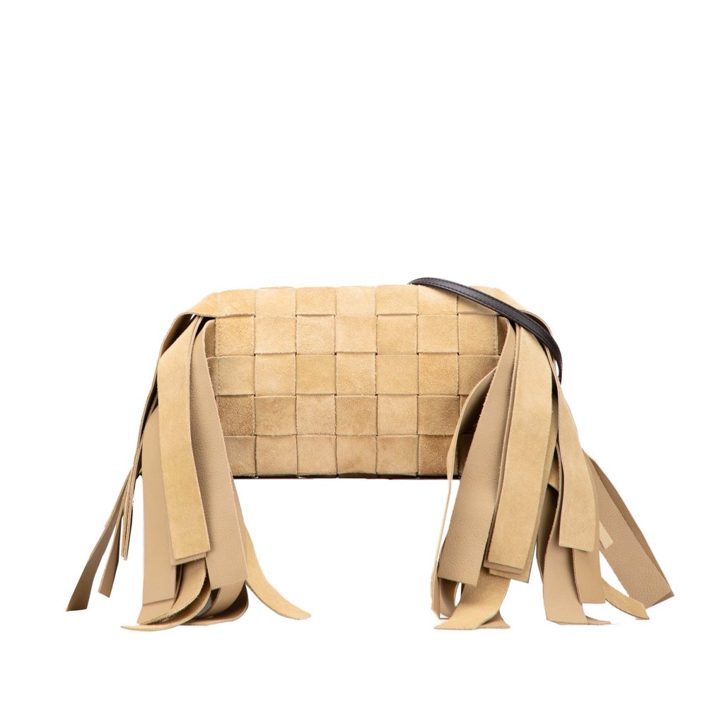 Loewe Woven Suede Fringe Crossbody