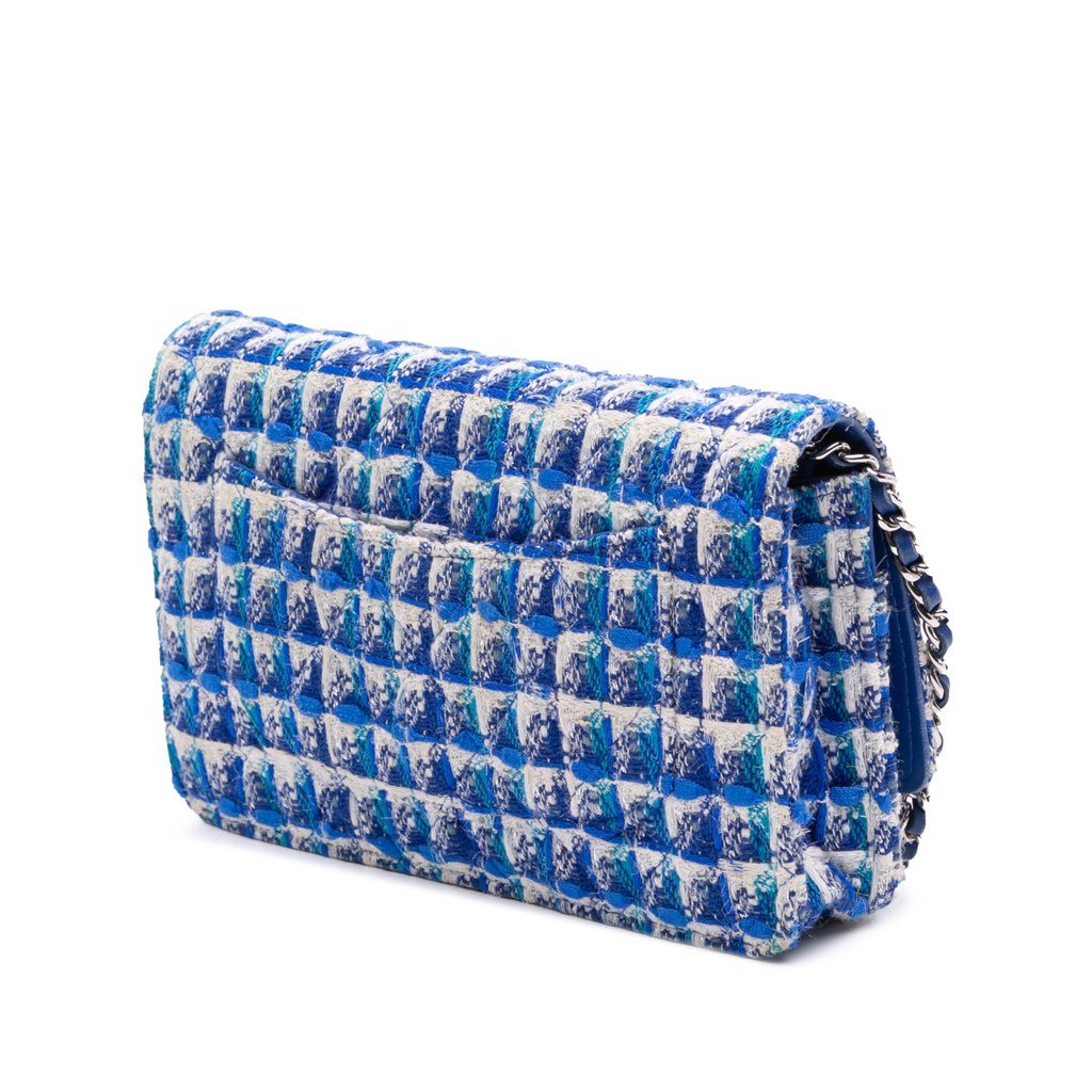 Chanel Quilted Boucle Tweed Charm Wallet On Chain - Back view
