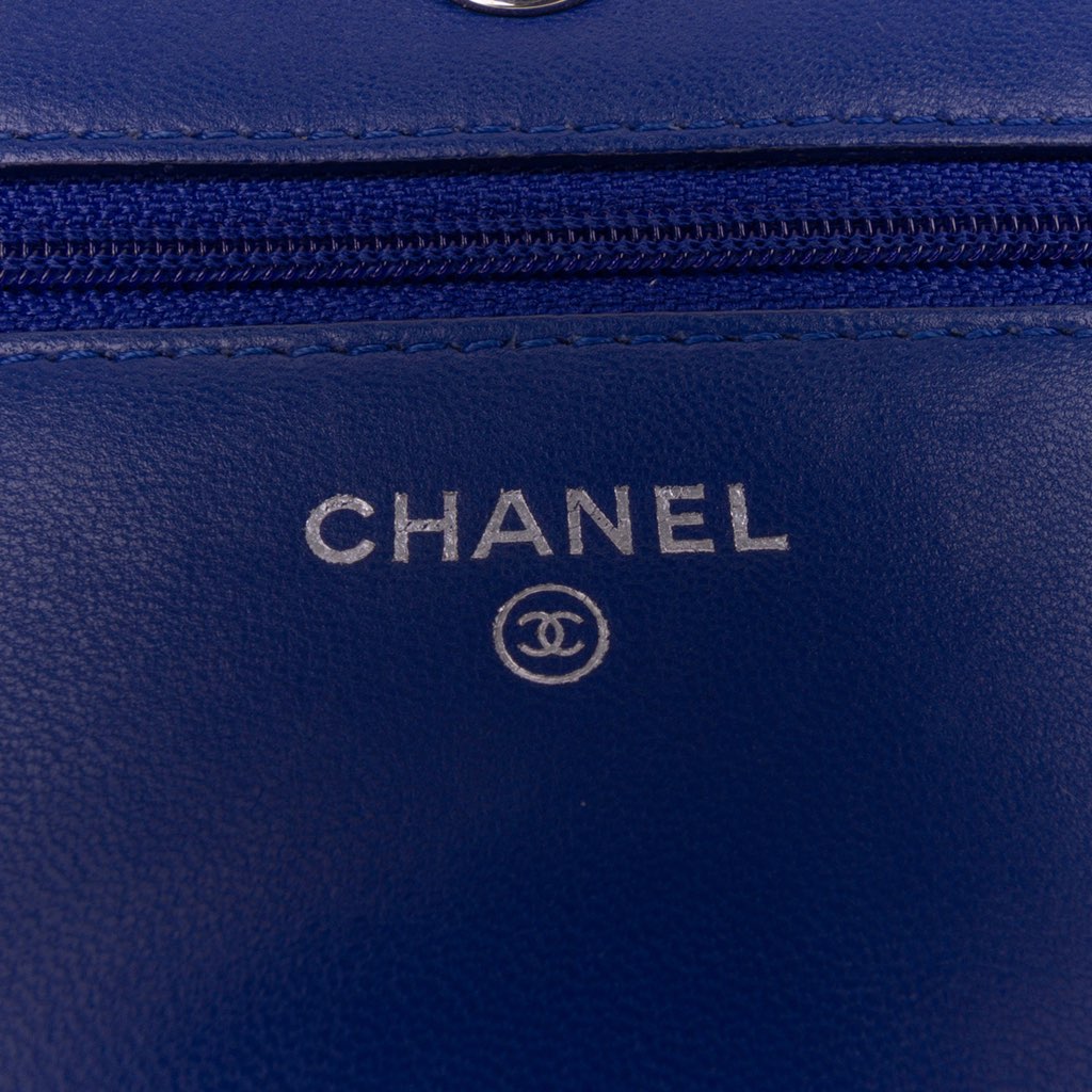 Chanel Quilted Boucle Tweed Charm Wallet On Chain - Side view