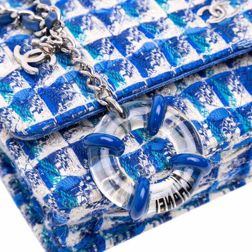 Chanel Quilted Boucle Tweed Charm Wallet On Chain - Image 10