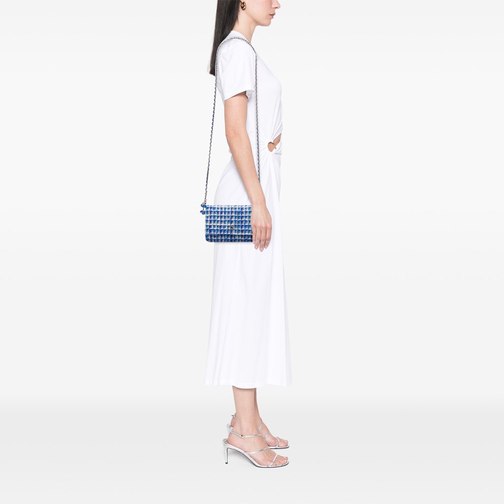 Chanel Quilted Boucle Tweed Charm Wallet On Chain - Image 11