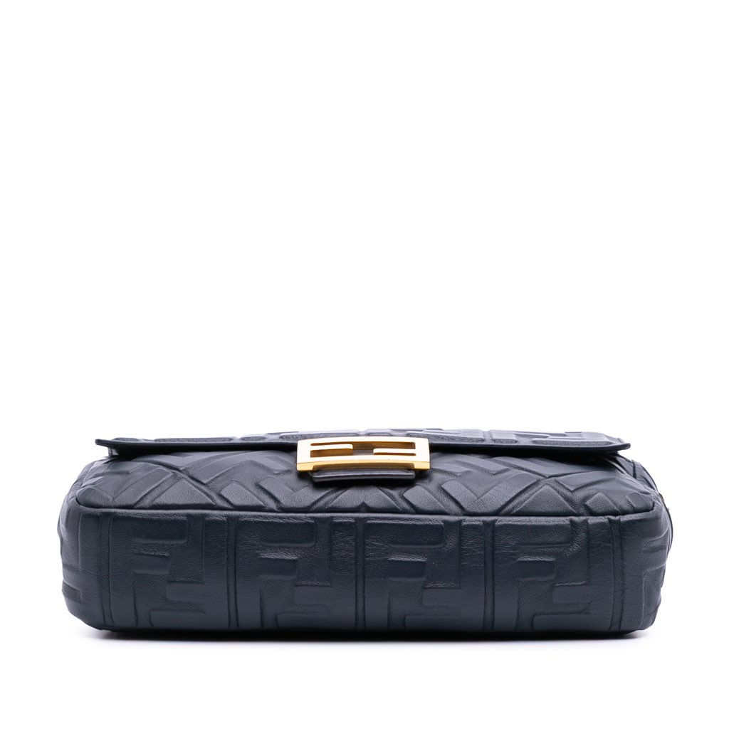 Fendi Zucca Embossed Leather Baguette Satchel - 3