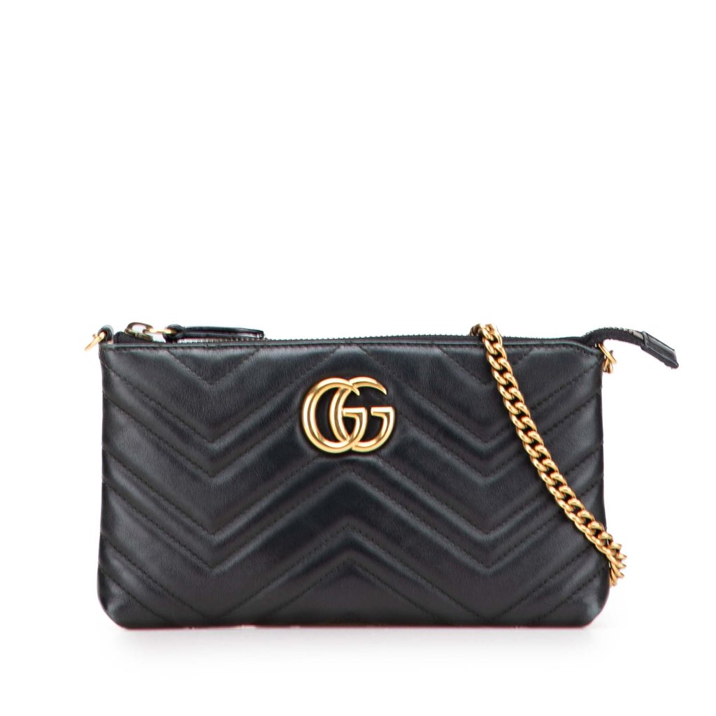 Gucci Mini GG Marmont Matelasse Leather Wallet On Chain