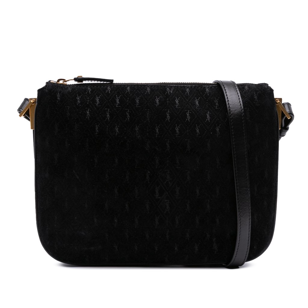 Saint Laurent Suede Allover Monogram Crossbody
