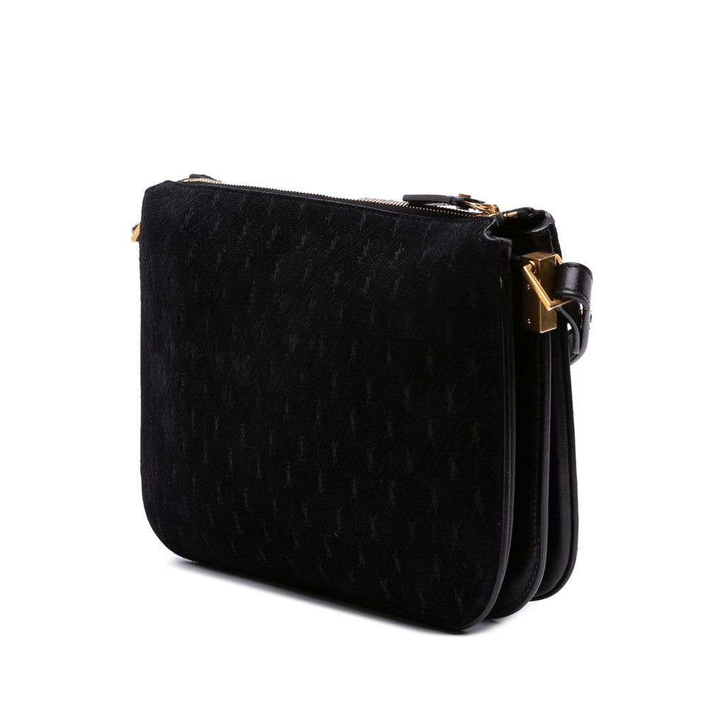 Saint Laurent Suede Allover Monogram Crossbody - 2