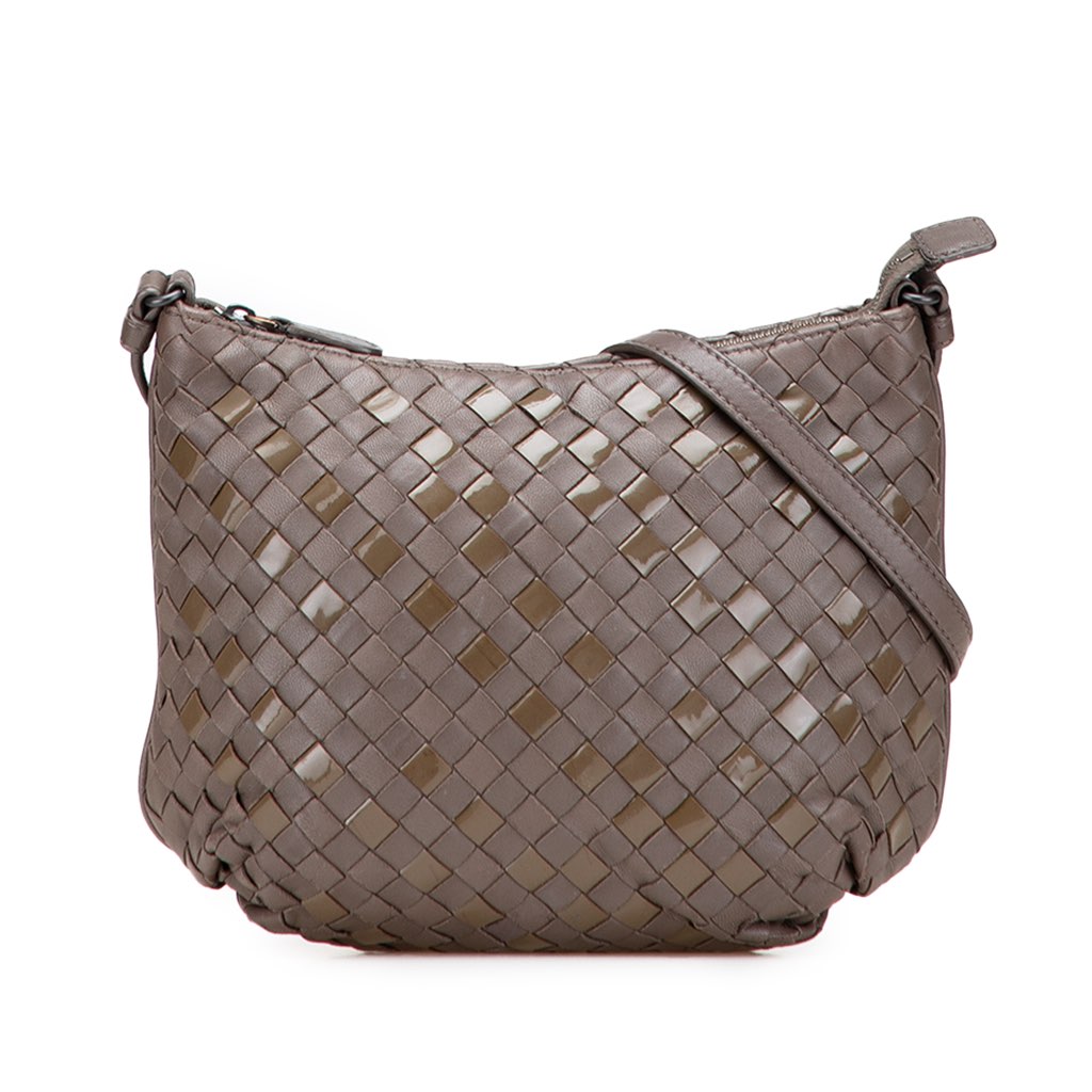 Bottega Veneta Nappa and Patent Intrecciato Crossbody