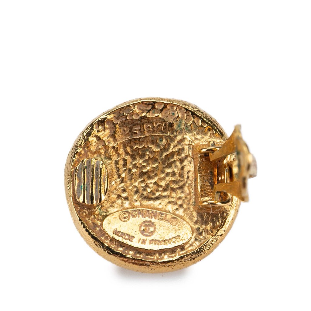 Chanel Gold Plated CC Swirl Button Clip on Earrings - Image 6