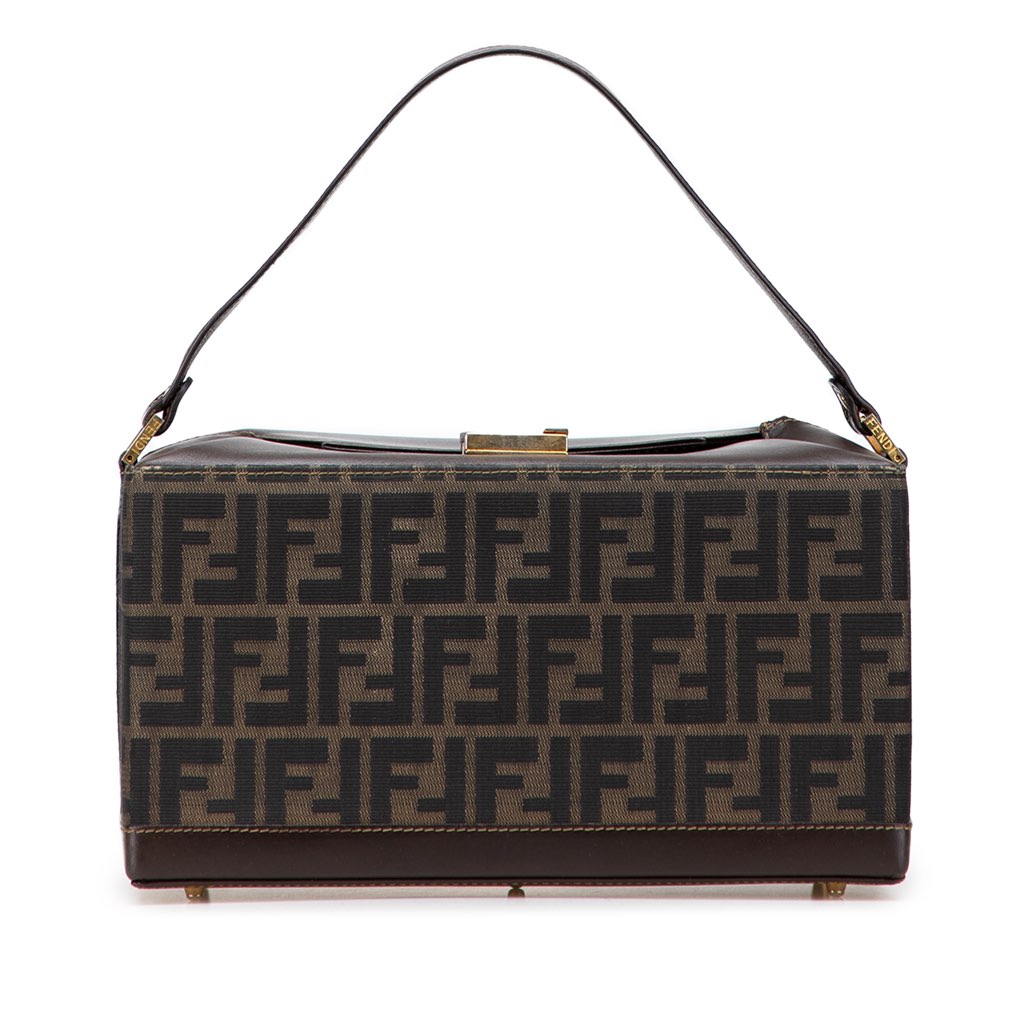 Fendi Zucca Canvas Push Lock Box Handbag