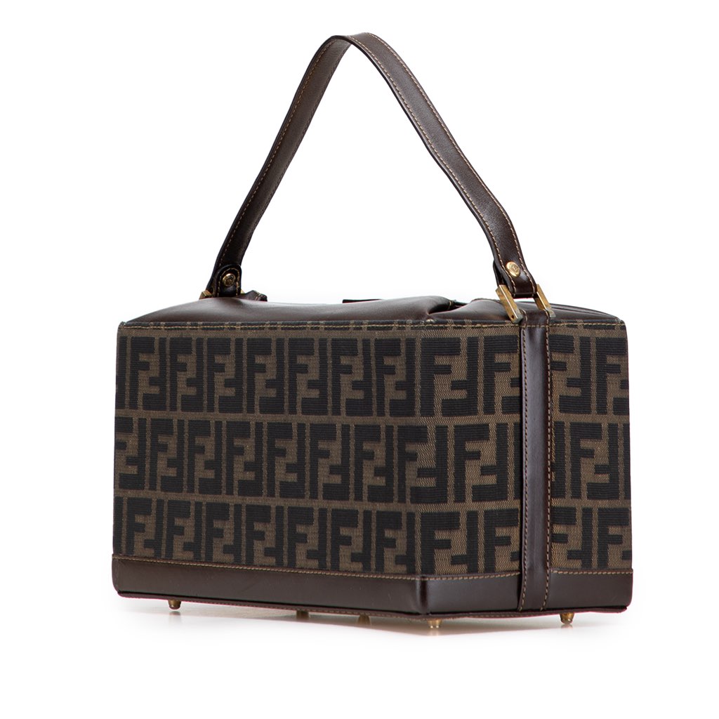 Fendi Zucca Canvas Push Lock Box Handbag - Back view