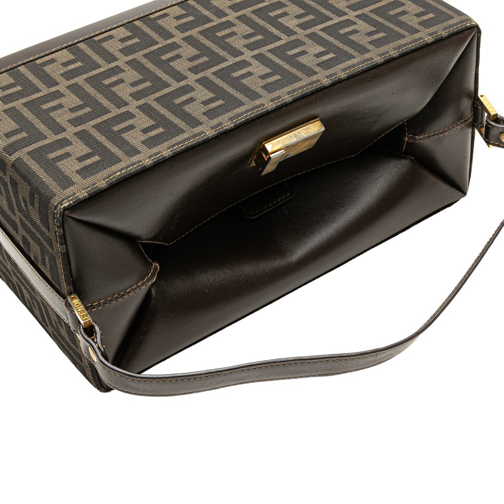 Fendi Zucca Canvas Push Lock Box Handbag - Image 10