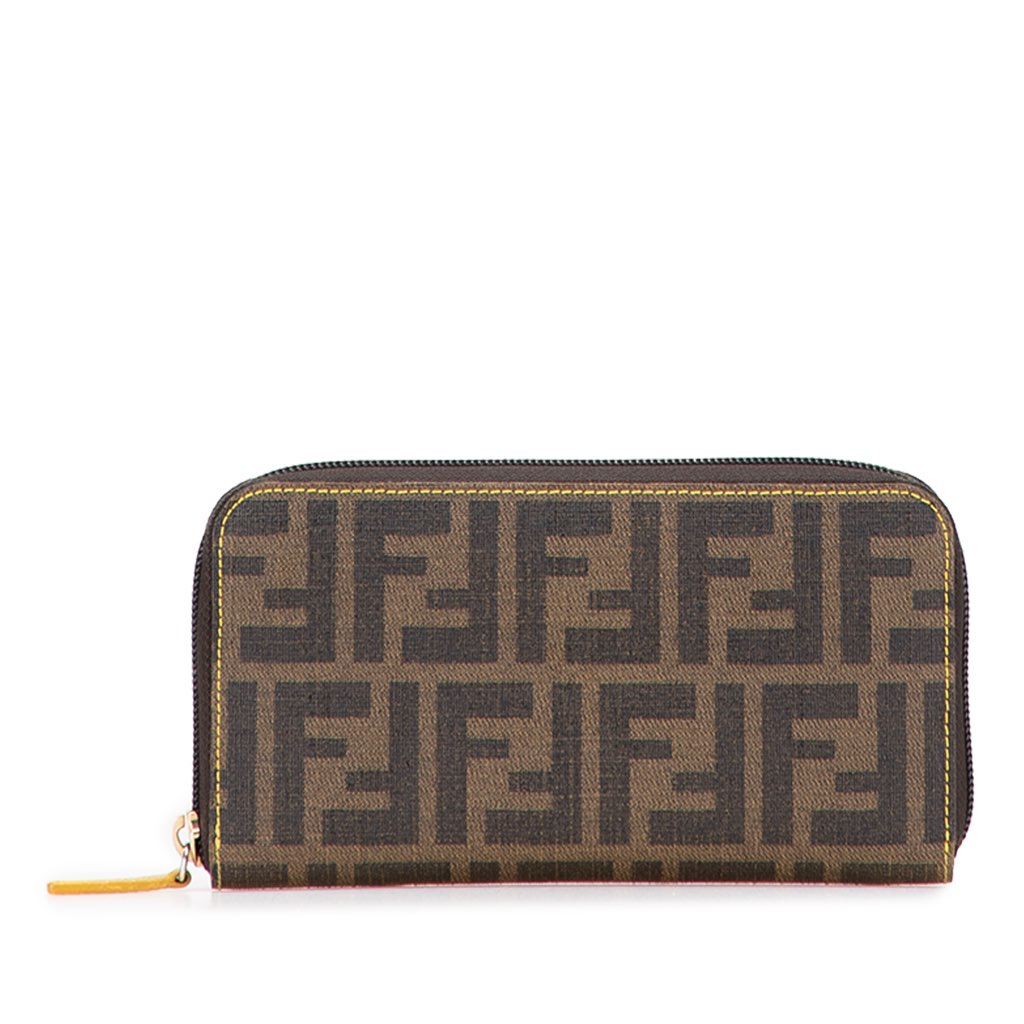 Fendi Zucca Coated Canvas Zip Around Long Wallet