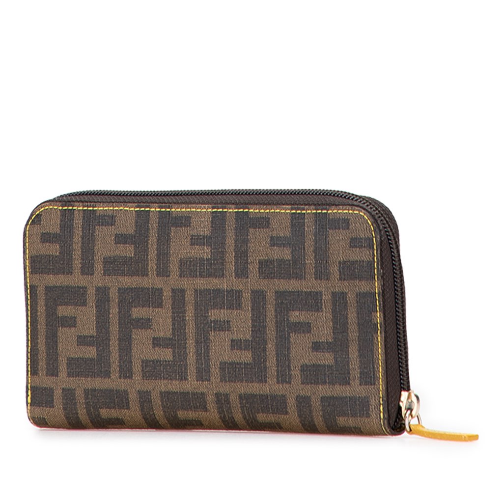 Fendi Zucca Coated Canvas Zip Around Long Wallet - Back view