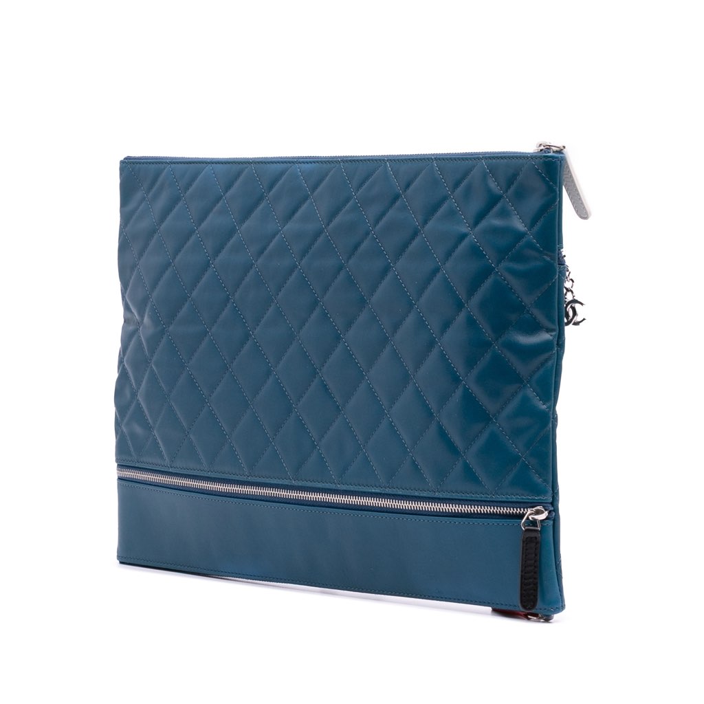 Chanel Quilted Lambskin Multi Zip Case Clutch - Back view