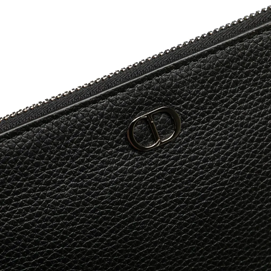 Dior Grained Calfskin CD Icon Signature A5 Pouch Black Leather Good - Box View