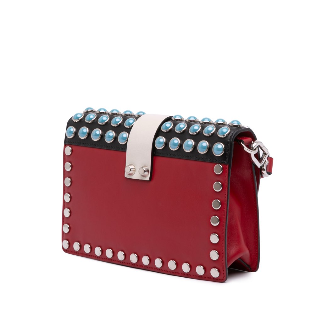 Prada City Calfskin Comic Print Studded Elektra Crossbody - 2