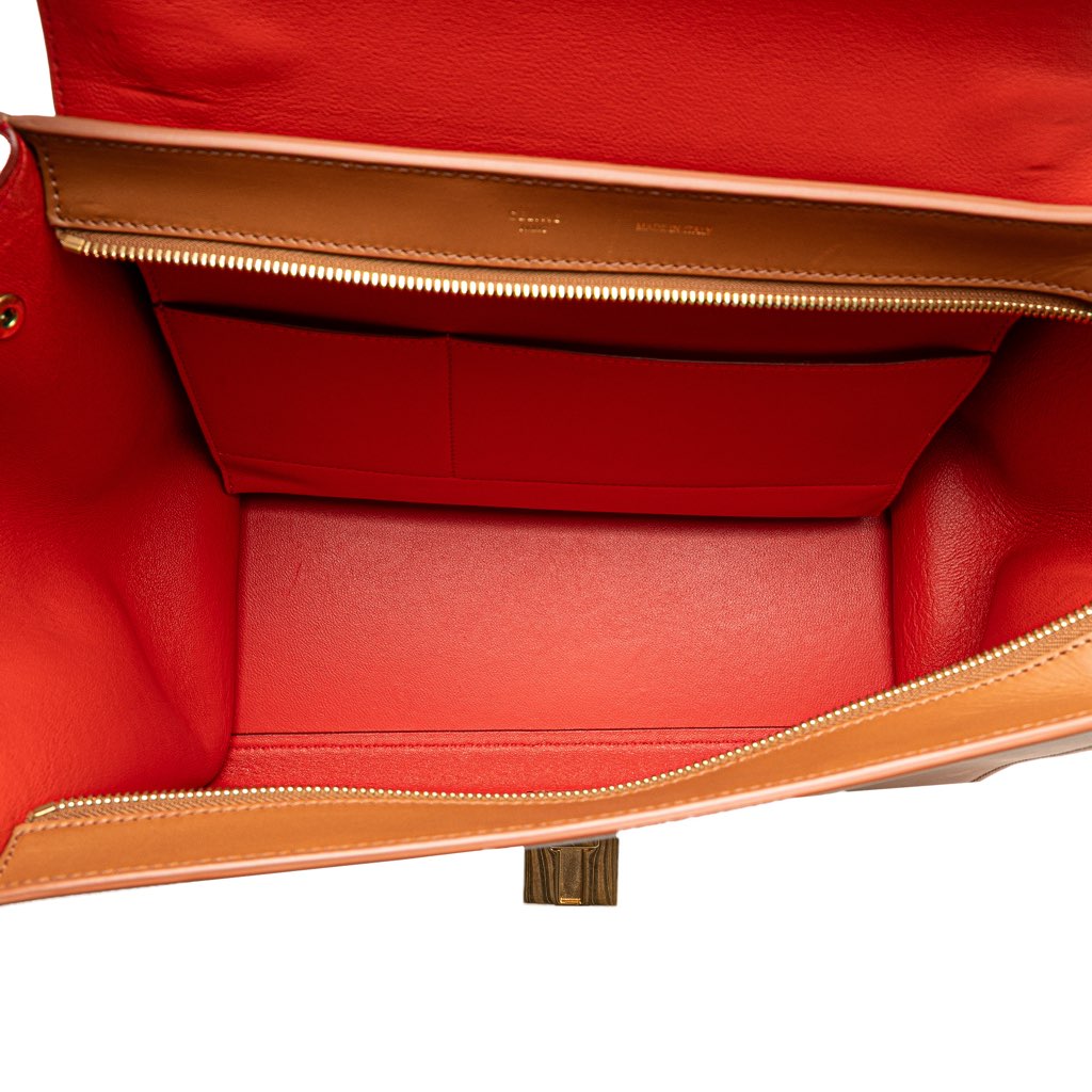 Celine Medium Bicolor Calfskin and Suede Trapeze Satchel - 4