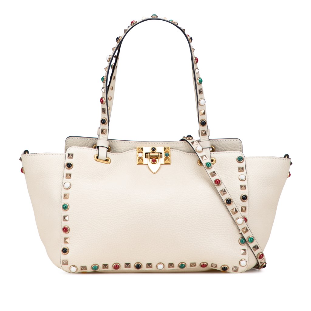 Valentino Small Leather Rockstud Rolling Trapeze Satchel