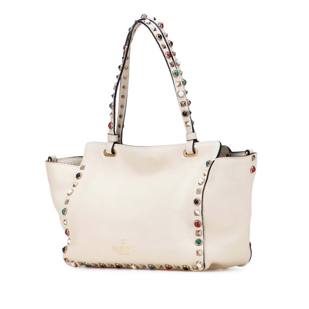 Valentino Small Leather Rockstud Rolling Trapeze Satchel - Back view