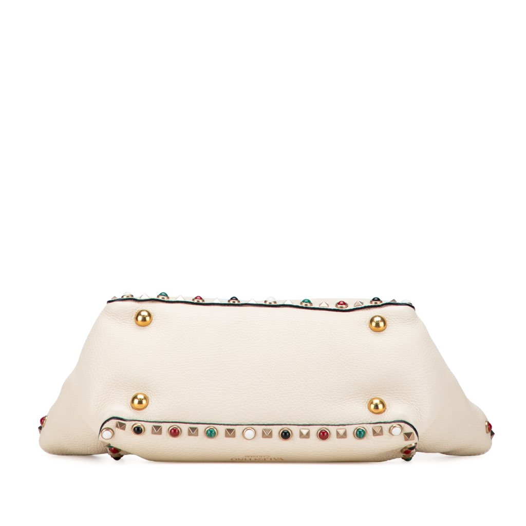 Valentino Small Leather Rockstud Rolling Trapeze Satchel - Image 6
