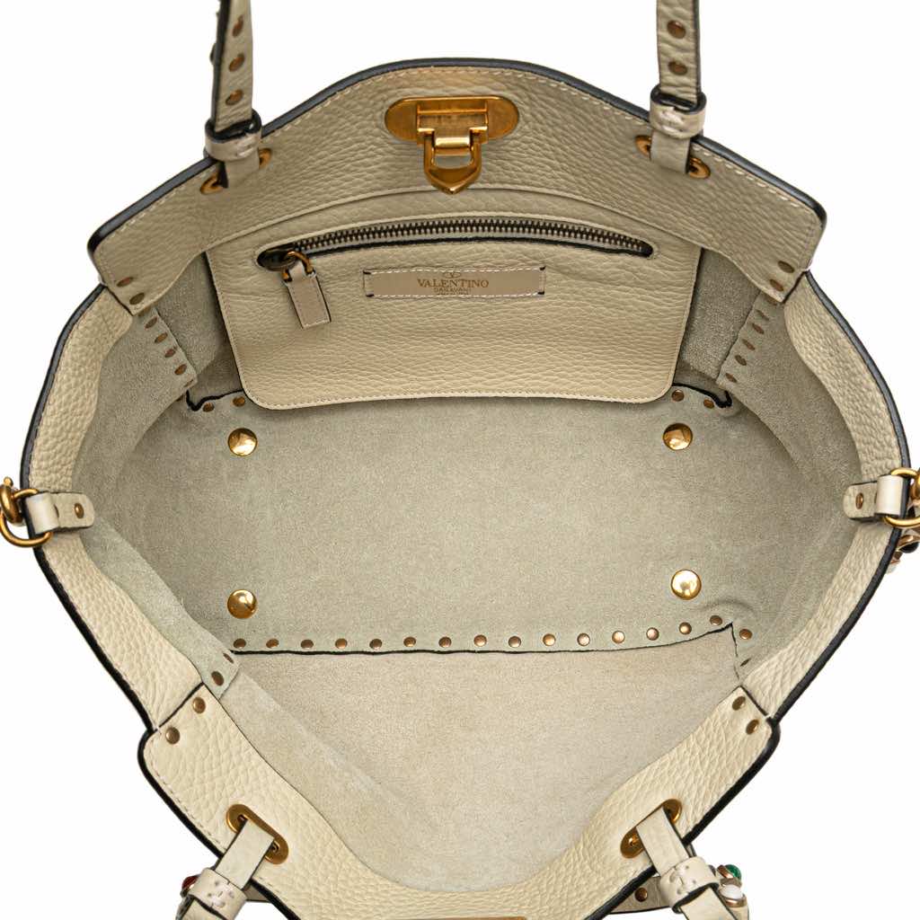 Valentino Small Leather Rockstud Rolling Trapeze Satchel - 4