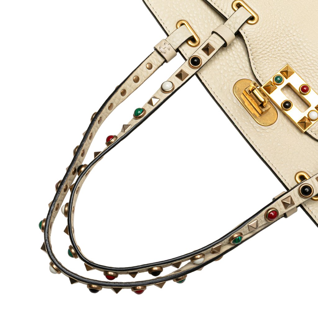 Valentino Small Leather Rockstud Rolling Trapeze Satchel - Image 11