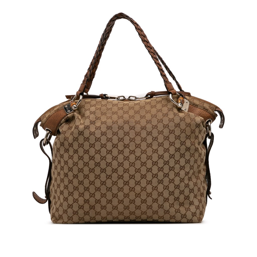 Gucci Large GG Canvas Bamboo Bar Tote