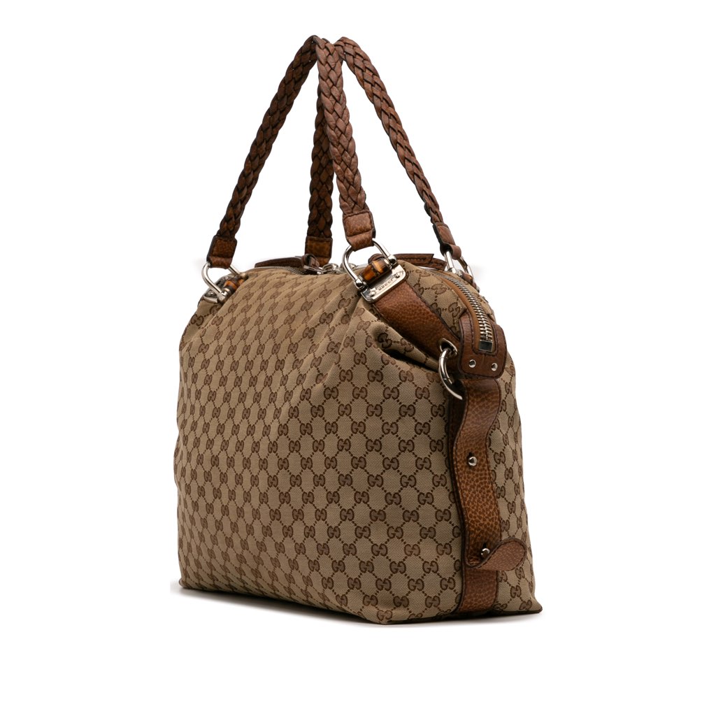 Gucci Large GG Canvas Bamboo Bar Tote - 2