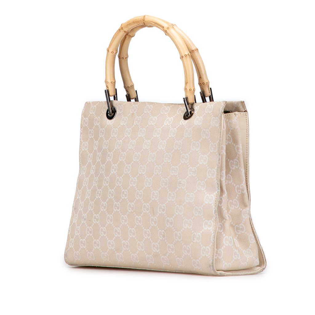 Gucci GG Canvas Bamboo Satchel - Back view