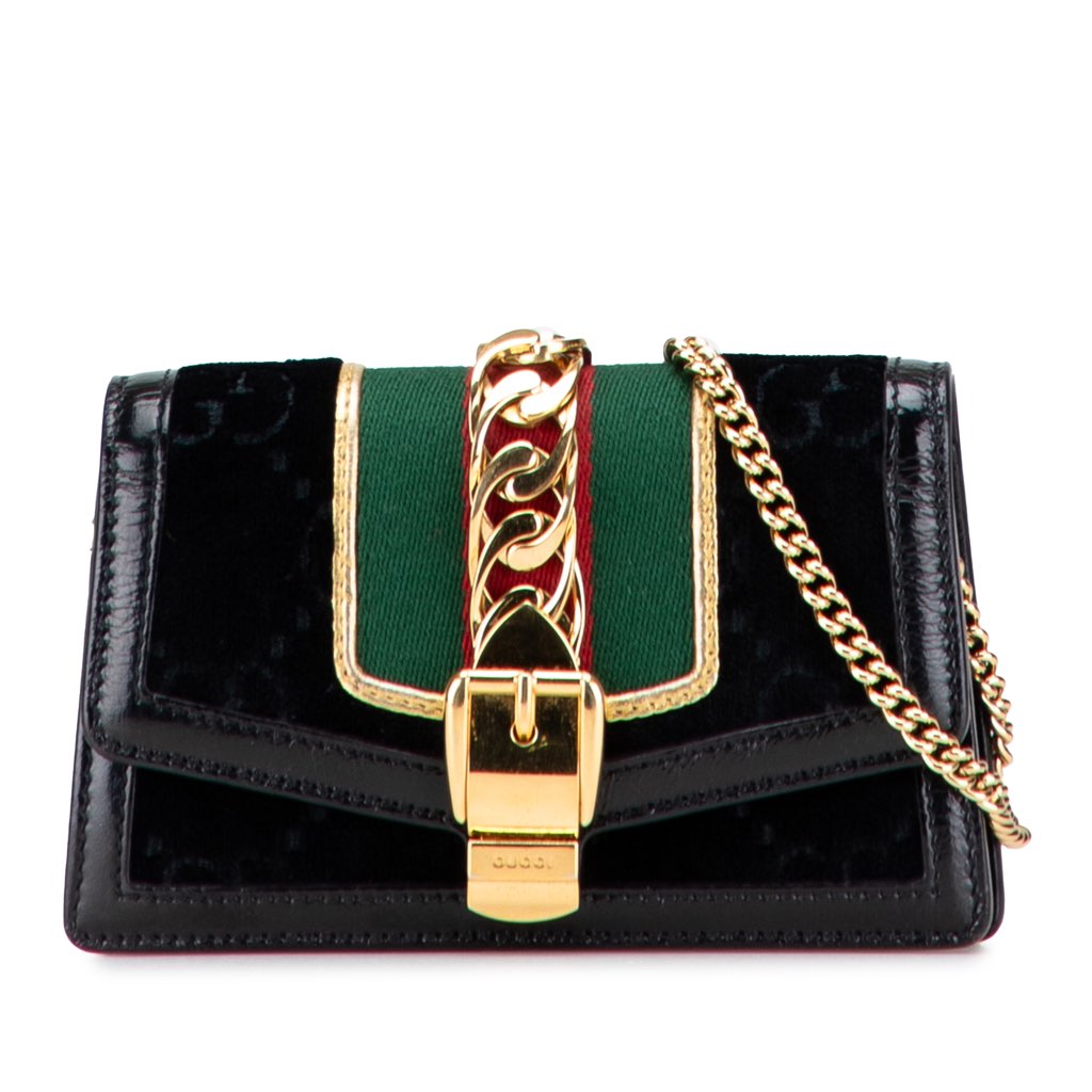 Gucci Mini GG Velvet Sylvie Shoulder Bag