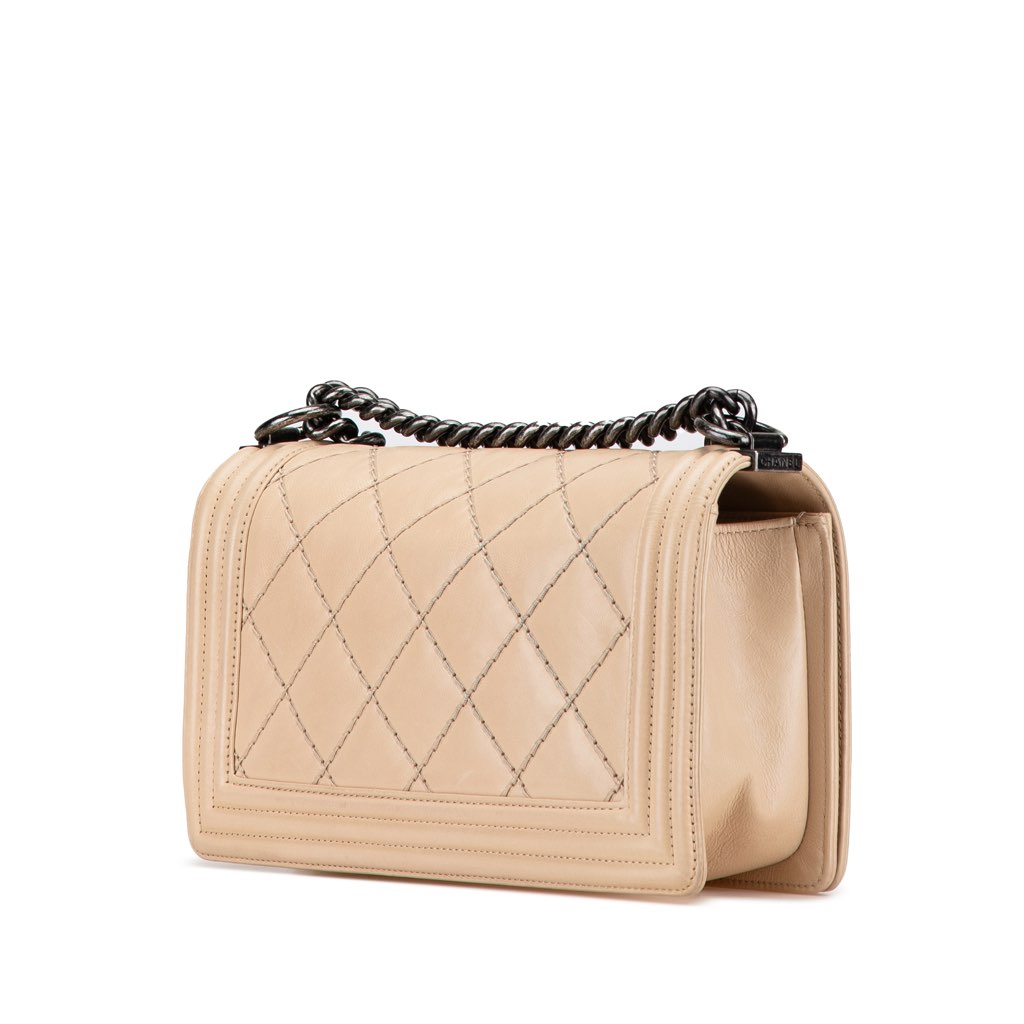 Chanel Old Medium Aged Calfskin Double Stitch Boy Flap - 2