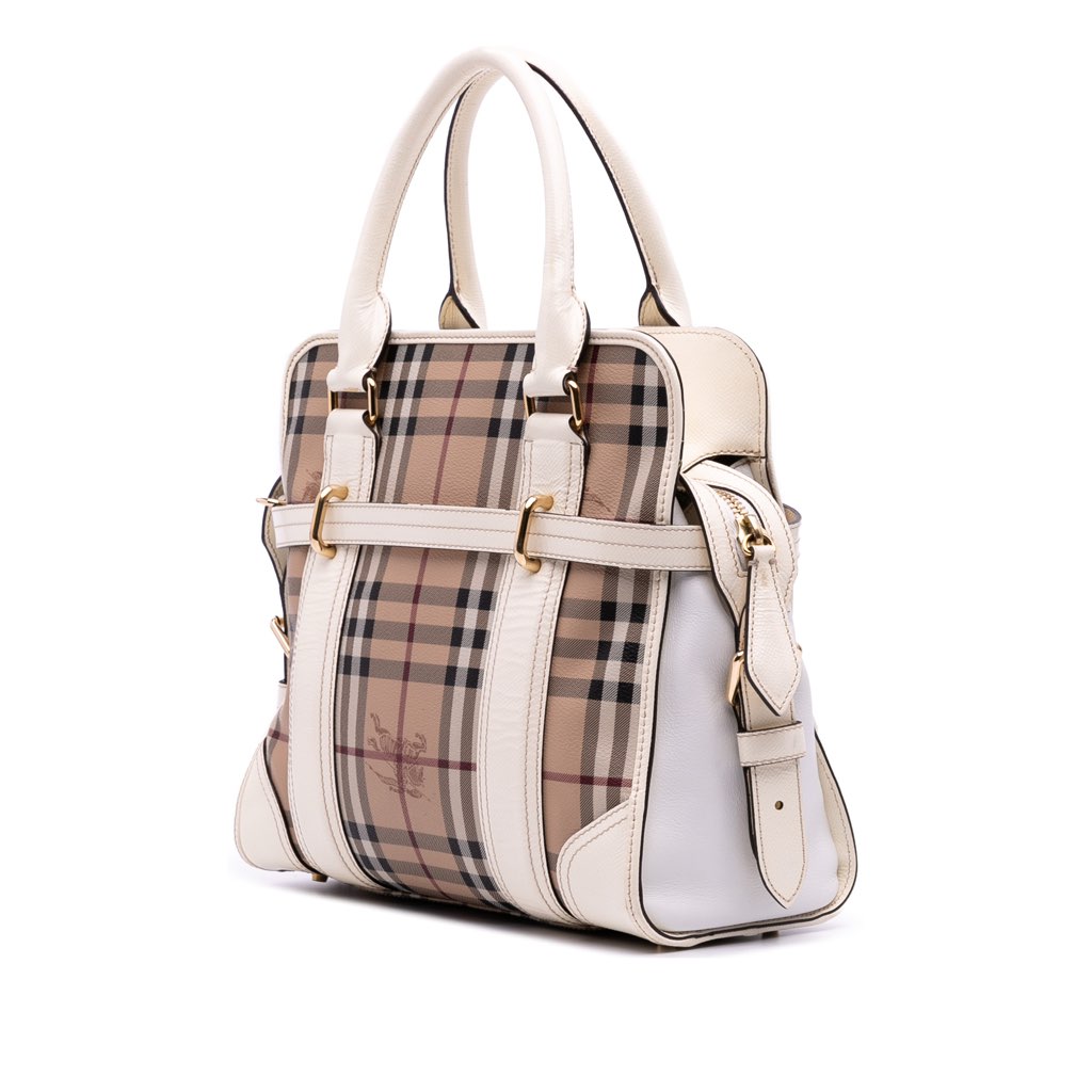 Burberry Haymarket Check Coated Canvas Minford Portrait Satchel - Back view