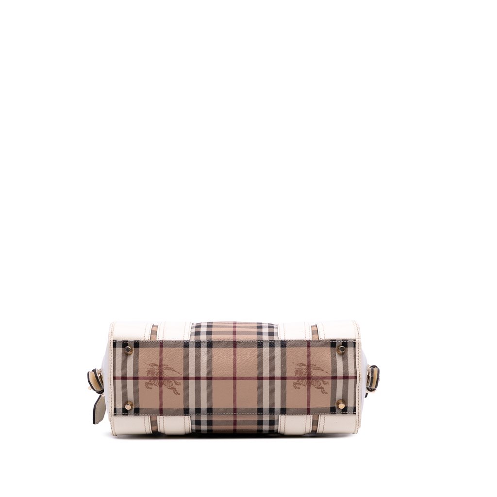 Burberry Haymarket Check Coated Canvas Minford Portrait Satchel - Image 6