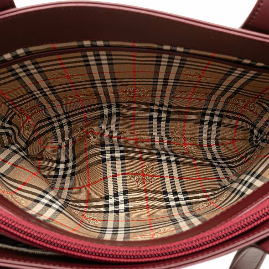 Burberry House Check Trimmed Leather Tote - 5