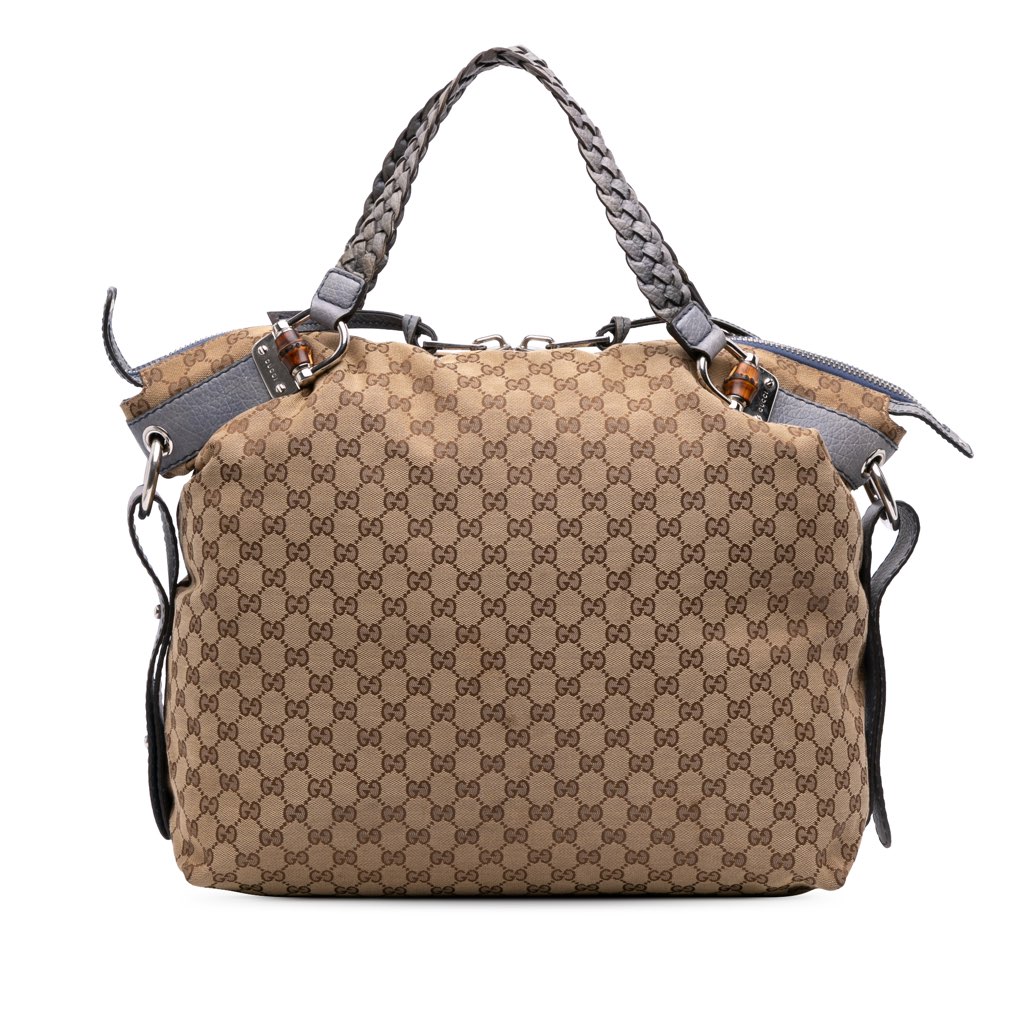 Gucci Large GG Canvas Bamboo Bar Tote