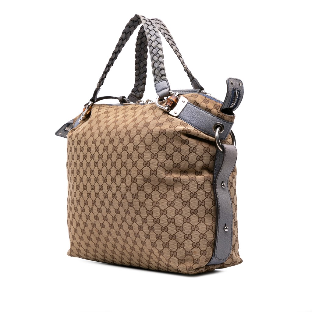 Gucci Large GG Canvas Bamboo Bar Tote - Back view