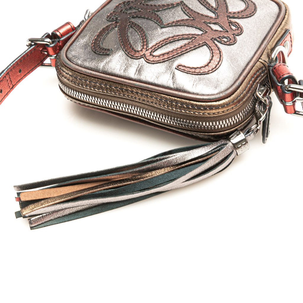 Loewe Mini Metallic Goatskin Anagram Tassel Crossbody - Image 13