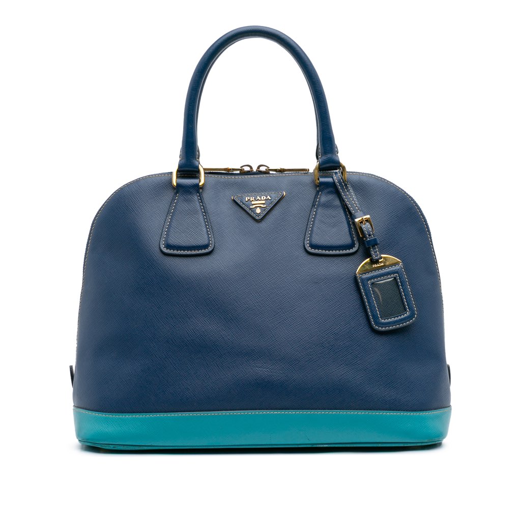 Prada Bicolor Saffiano Lux Promenade Dome Handbag