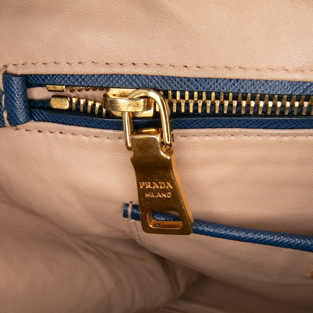 Prada Bicolor Saffiano Lux Promenade Dome Handbag - Side view