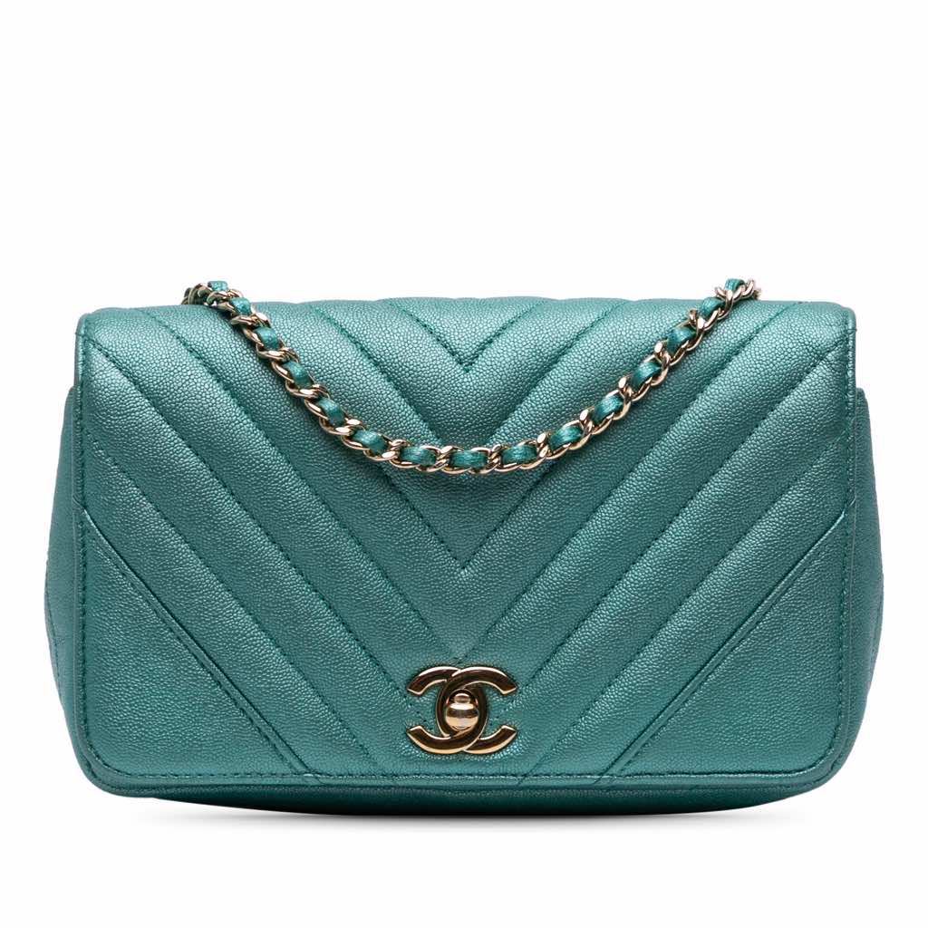Chanel Small Chevron Caviar Statement Flap