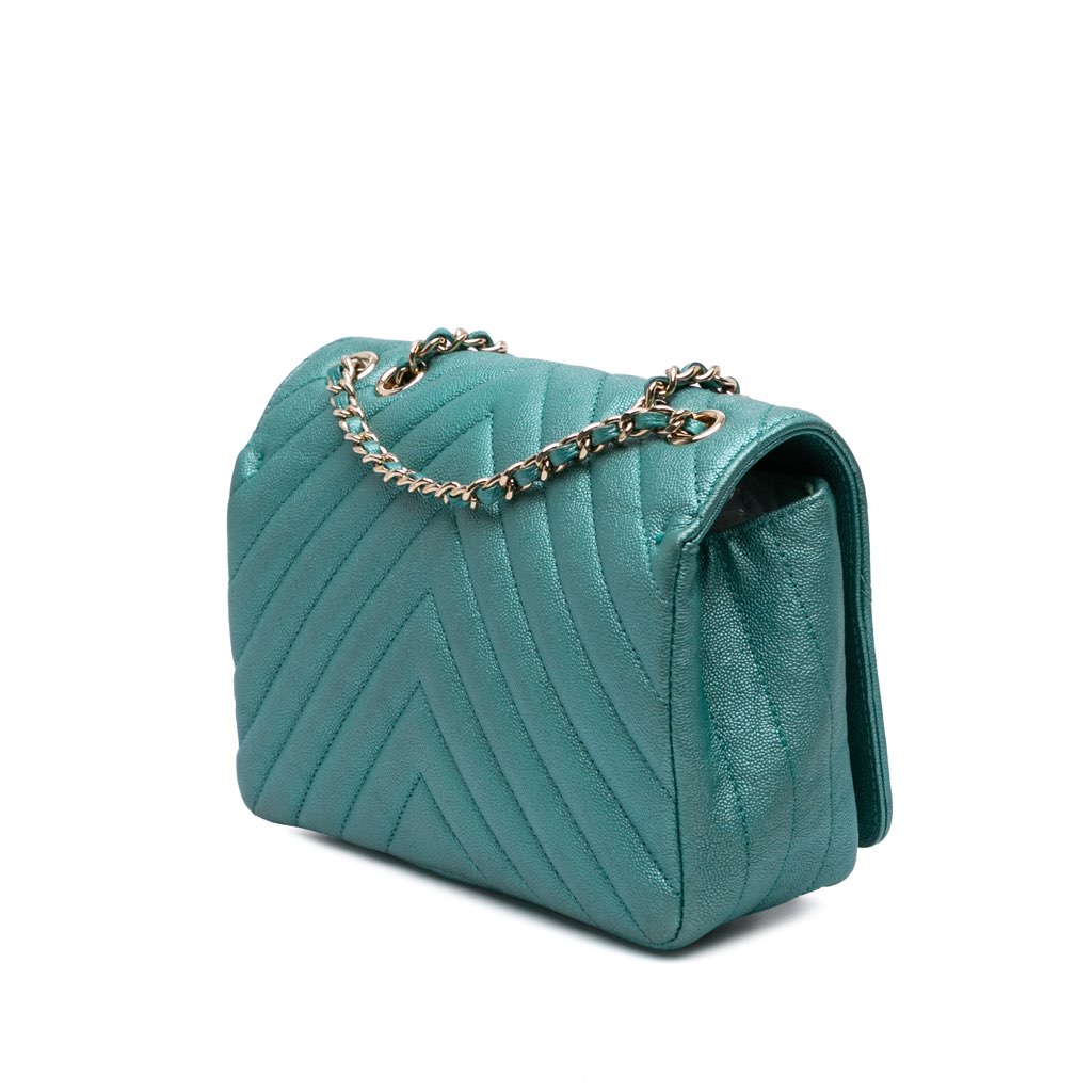 Chanel Small Chevron Caviar Statement Flap - Back view