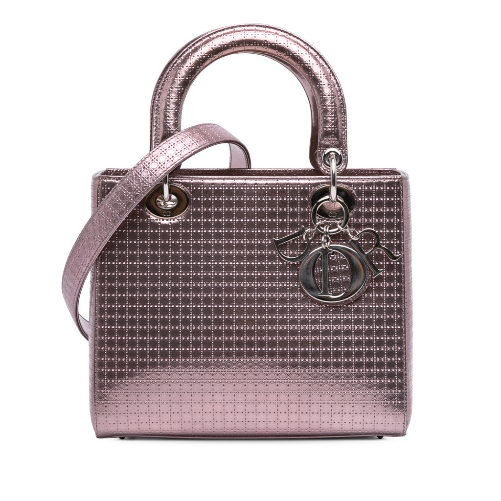 Dior Medium Metallic Patent Microcannage Lady Dior