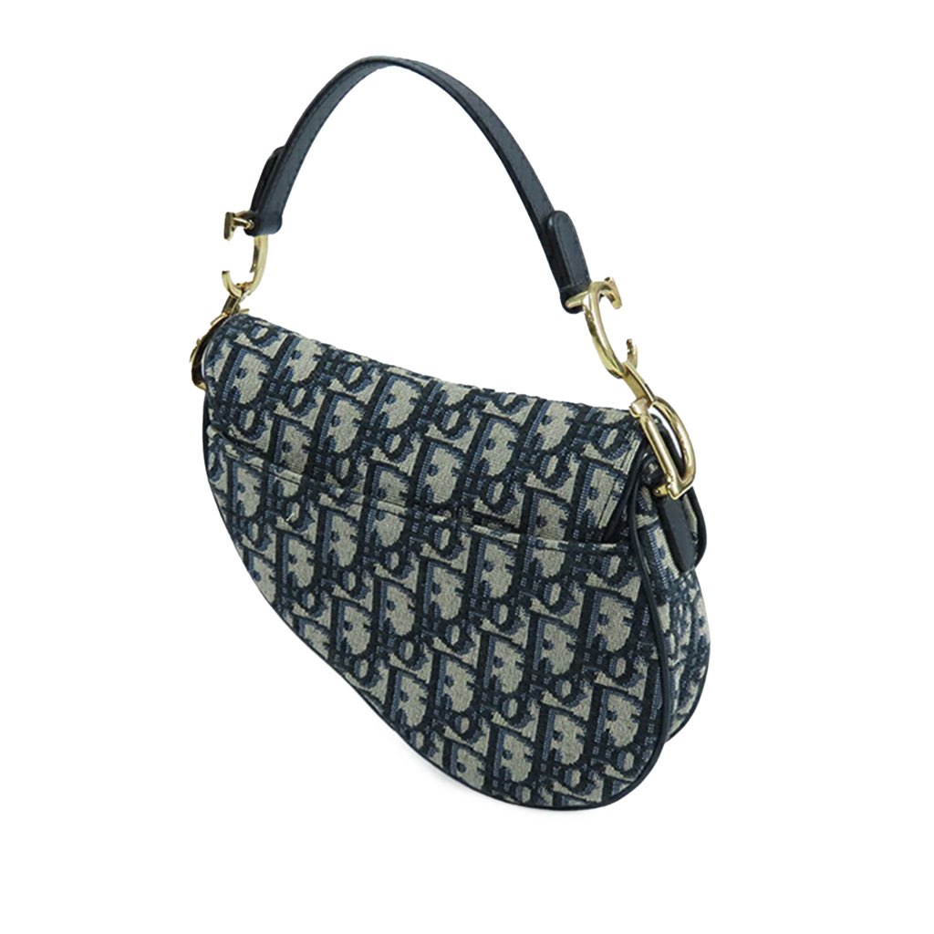 Dior Mini Oblique Canvas Saddle Bag - Back view