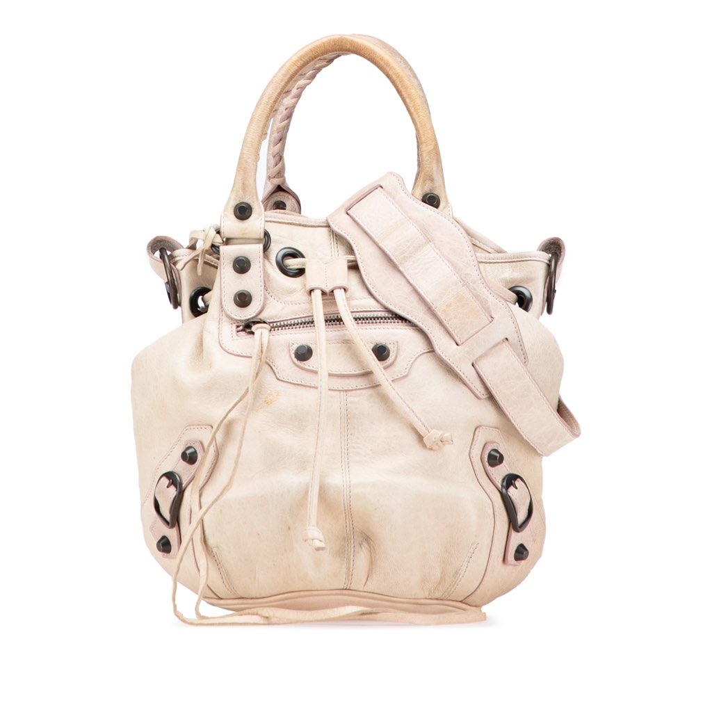 Balenciaga Mini Lambskin Motocross Pompon Bag