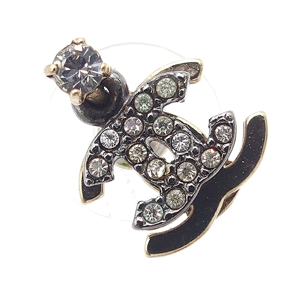 Chanel Bicolor Double CC Rhinestone Bullet Backs Earrings - 3