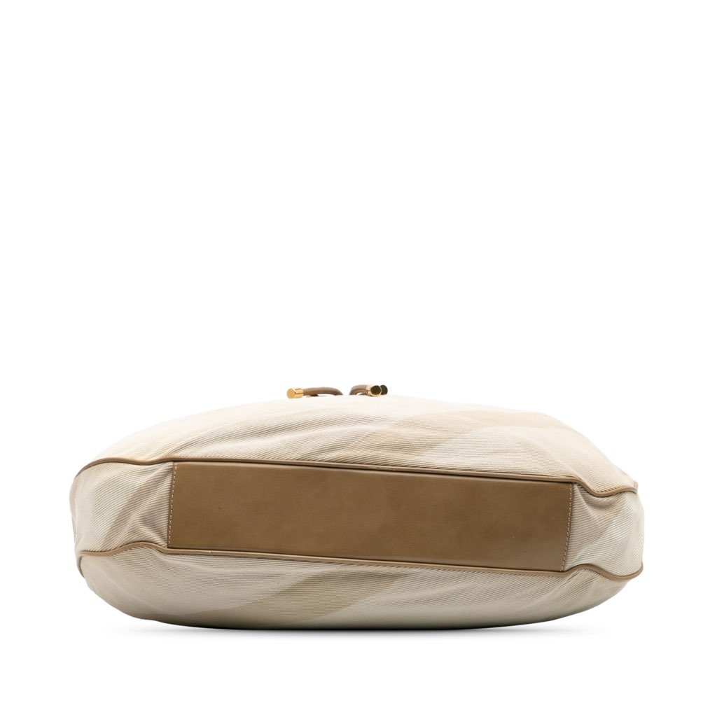 Burberry Small Leather and Mega Nova Check Canvas Warrior Hobo - 3