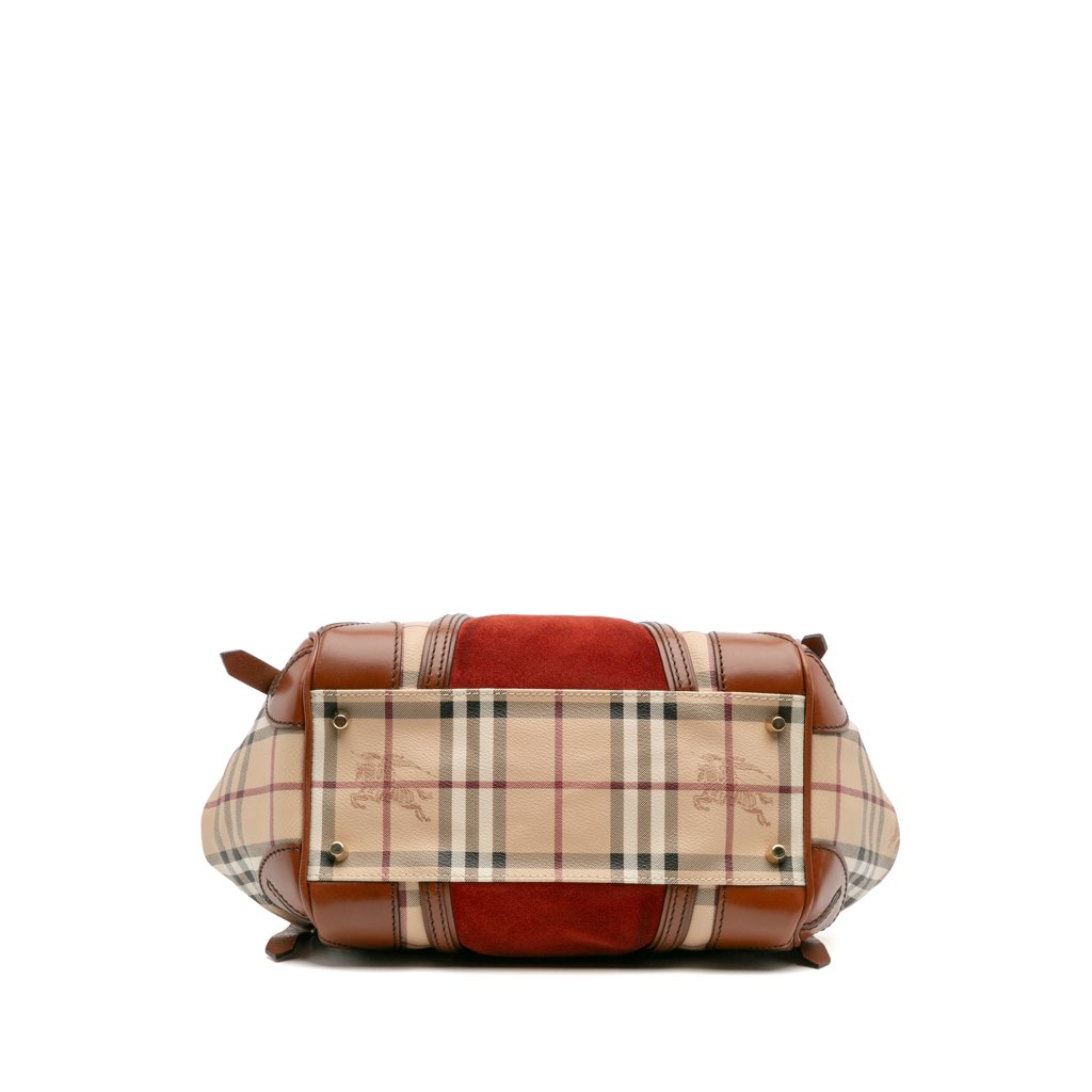 Burberry Small Suede Trimmed Haymarket Check Coated Canvas Canterbury Tote - 3
