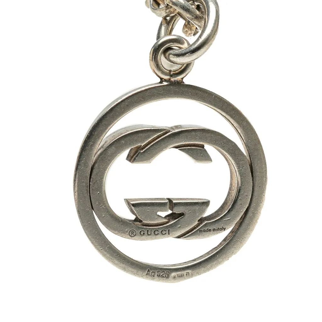 Gucci Sterling Silver Interlocking G Pendant Necklace Silver Silver Good - Box View