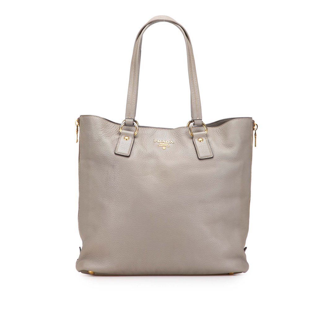 Prada Vitello Daino Side Zip Shopper Tote