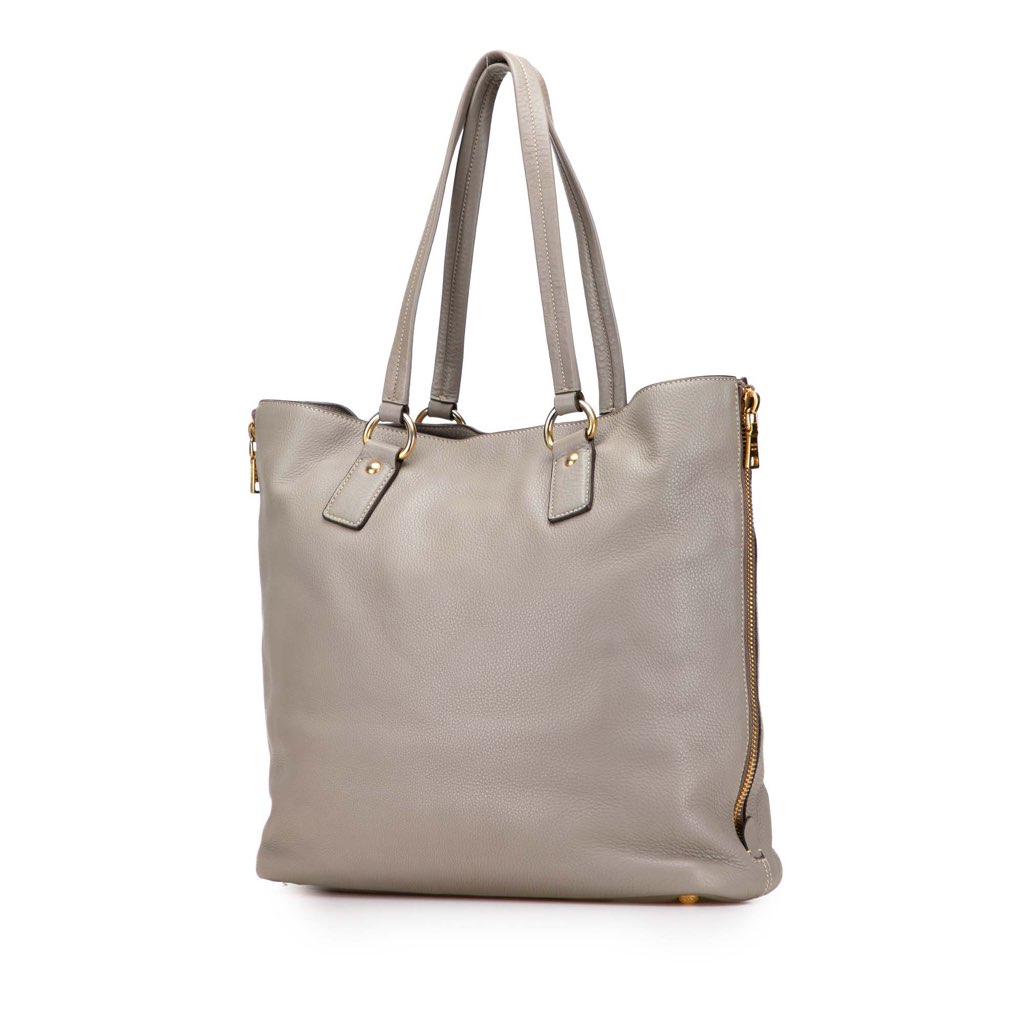 Prada Vitello Daino Side Zip Shopper Tote - Back view