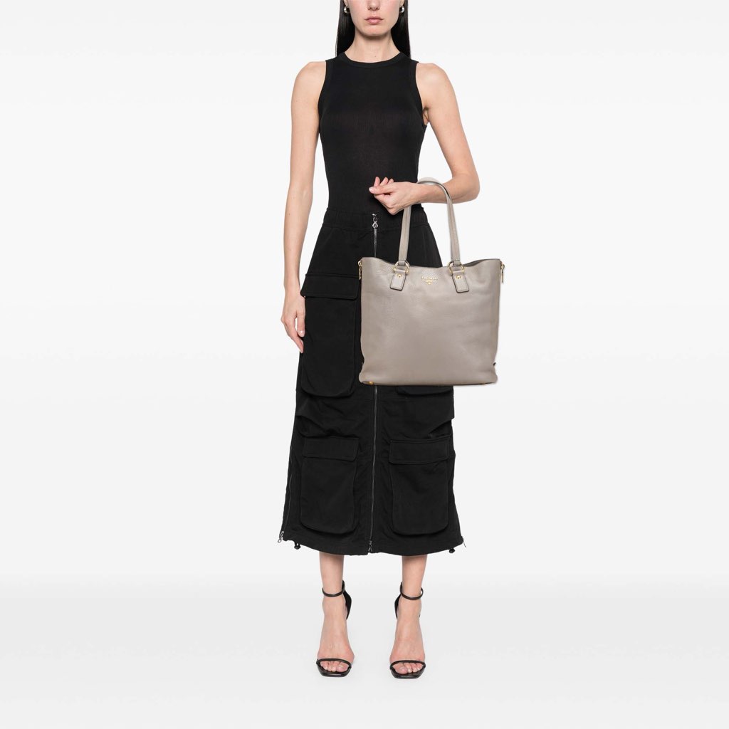 Prada Vitello Daino Side Zip Shopper Tote - Image 13